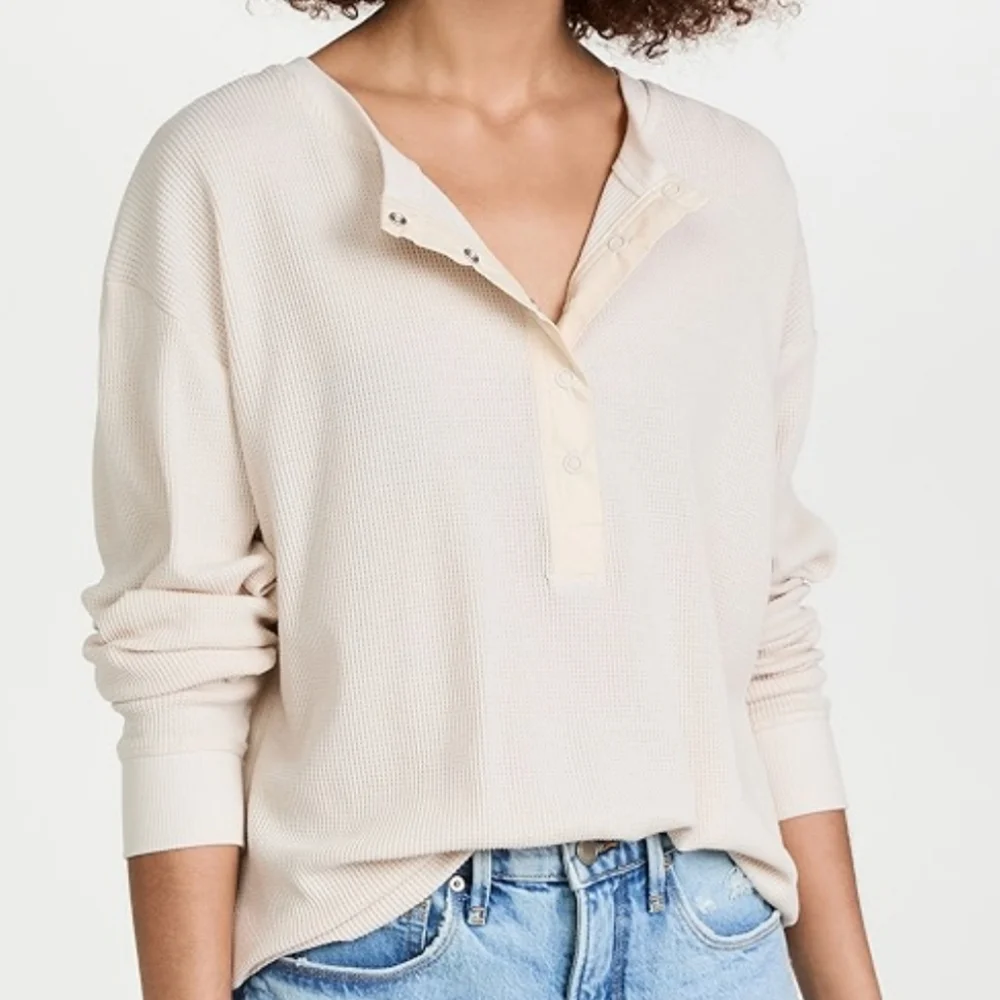 Good American Off-White Ribbed Henley - Picture 1 of 4